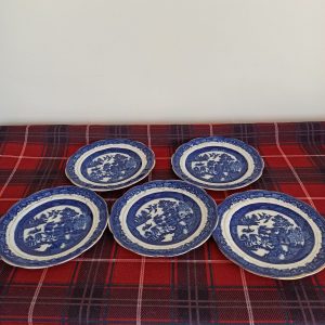 Antique Blue and White Willow Plates. Set of 4 . c.1910s. Collectors.