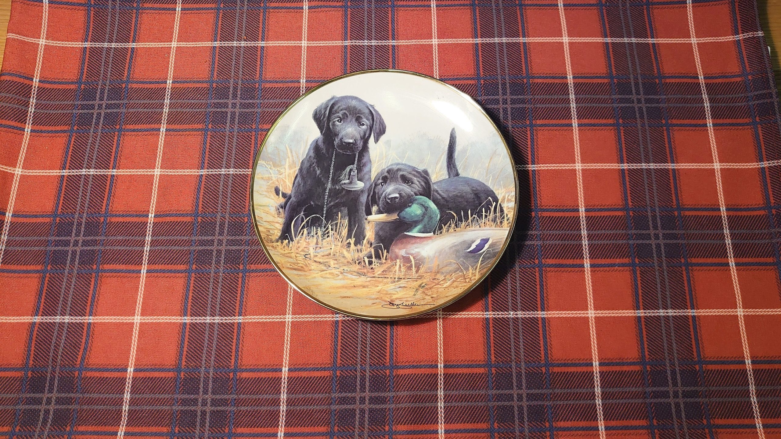 Beginners' Luck Plate - Decorative Wall Plate - Black Labrador Pups - Great Item for Dog Lovers