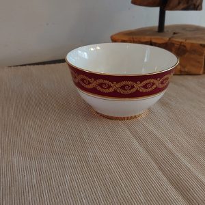 Windsor Bone China Sugar Bowl, Red and Gold Banding - Christmas Theme - Very Good condition