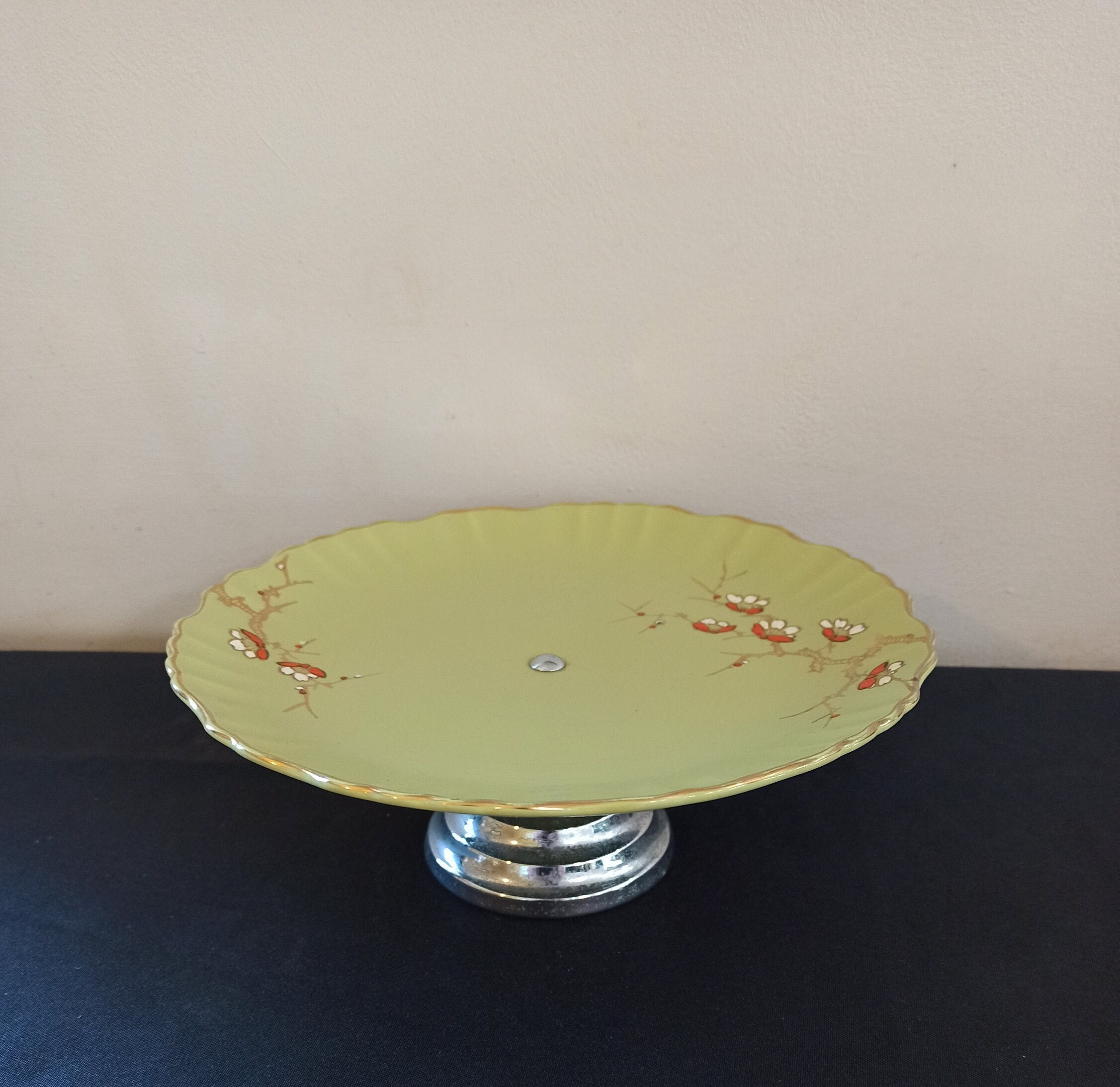 James Kent, Old Foley Decorative Pedestal Cake Stand. Hand Painted.