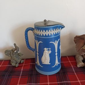 A Dudson Brothers Blue Jasperware Jug / Pitcher With Lid.