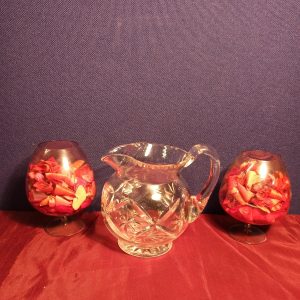 Vintage Heavy Cut Glass Table Jug - c1950s