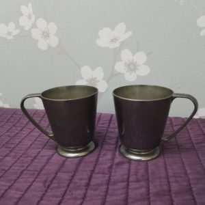 Two Identical Pewter Mugs - Very Good Condition - 10cm Height - 8.5cm diameter