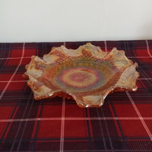 Carnival Glass Fruit Bowl / Dish. Very Good Condition. Vintage. Iridescent. 25cm Diameter