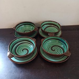 Set of 4 Retro Soup Bowls. Good Condition. Creigiau.