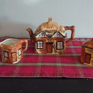 Price Kensington "Ye Olde Cottage" Teapot Set - Includes Teapot, Sugar Bowl and Milk Jug - Very Good Condition