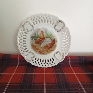 Chicken Decorative Plate. Pierced Lattice Work. Very Good Condition.