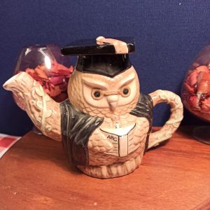 Vintage Novelty Teapot. Graduation Owl.