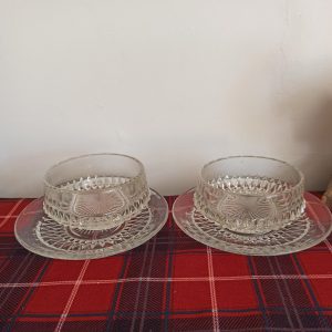 Pair of Glass Dessert Dishes with Plates.