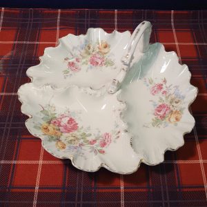 Antique Porcelain Triple Compartment Bowl with Handle.  Czech - Haas & Czjzek - Good Condition - 1833-1873 - Rare Piece