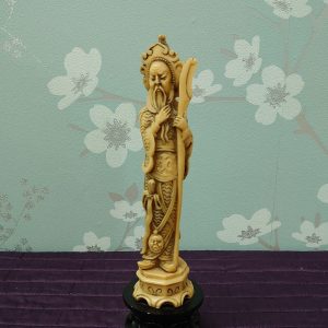 Faux Ivory Asian Elder with Cane - 6.5cm diameter- 23cm tall - Very Good condition