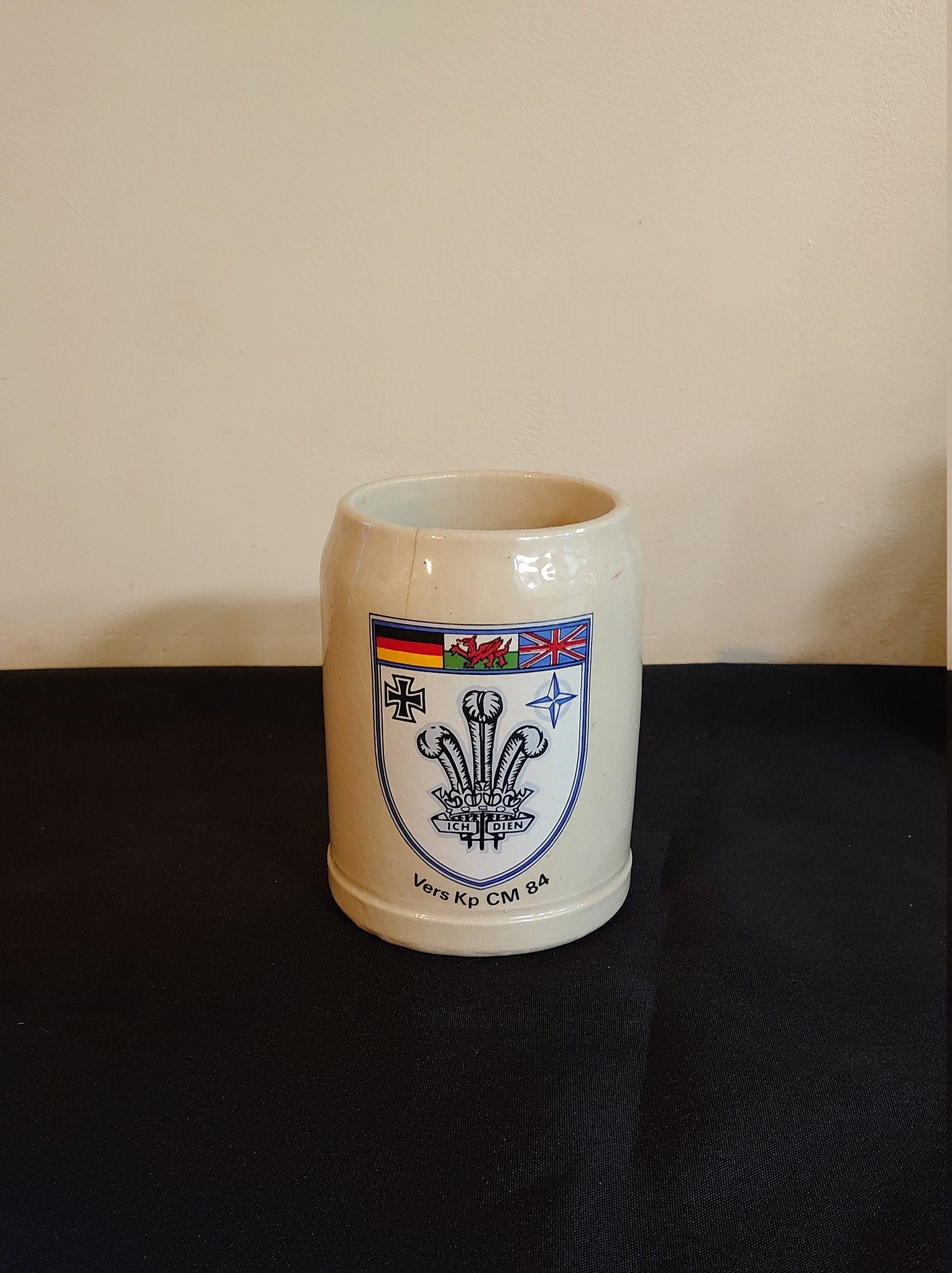 International Flags Salt-glaze Ceramic Beer Stein - 0.5 litres - 12.5cm tall