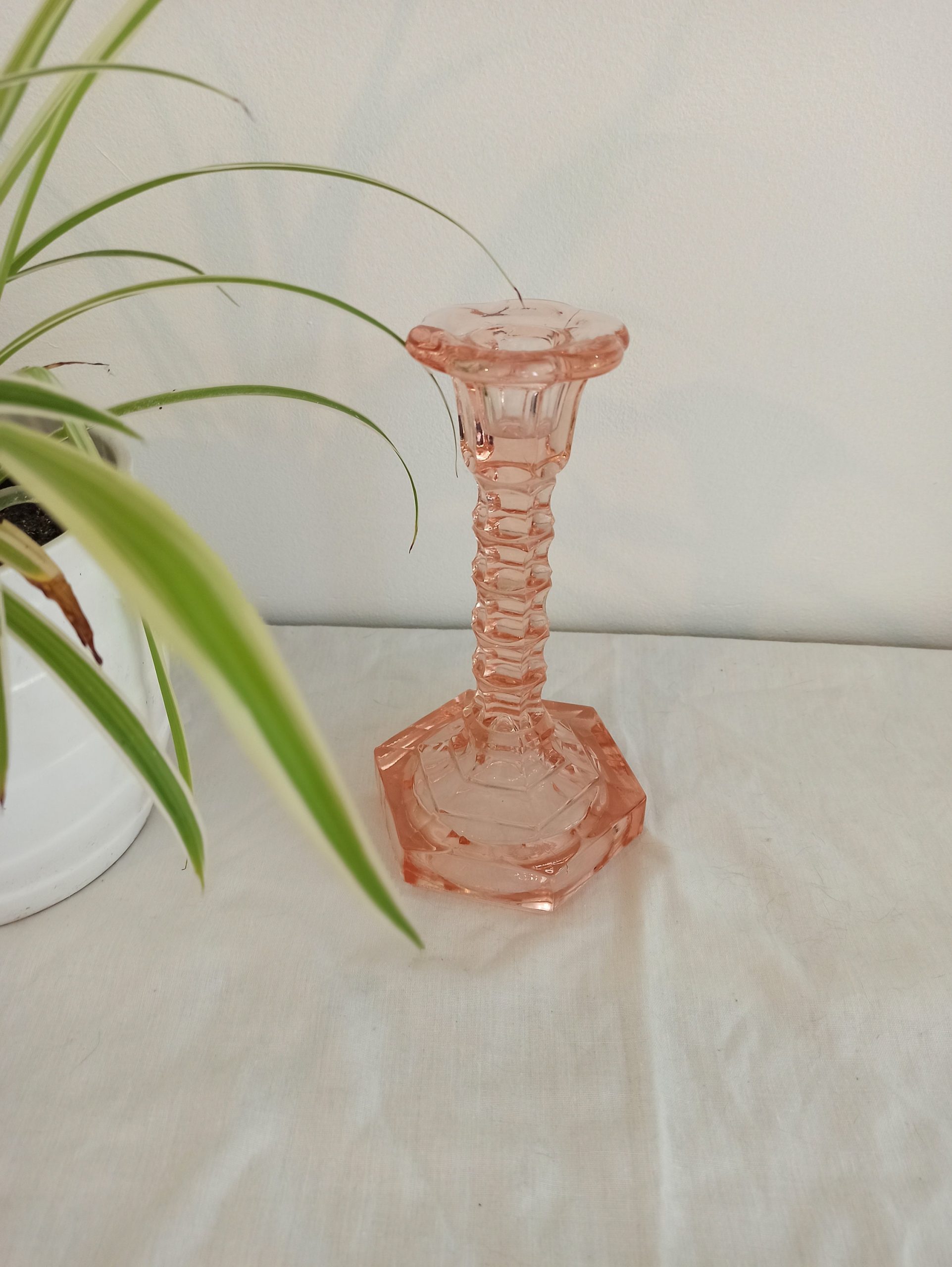 Vintage Single Glass Candlestick. Very Good Condition. - Image 2
