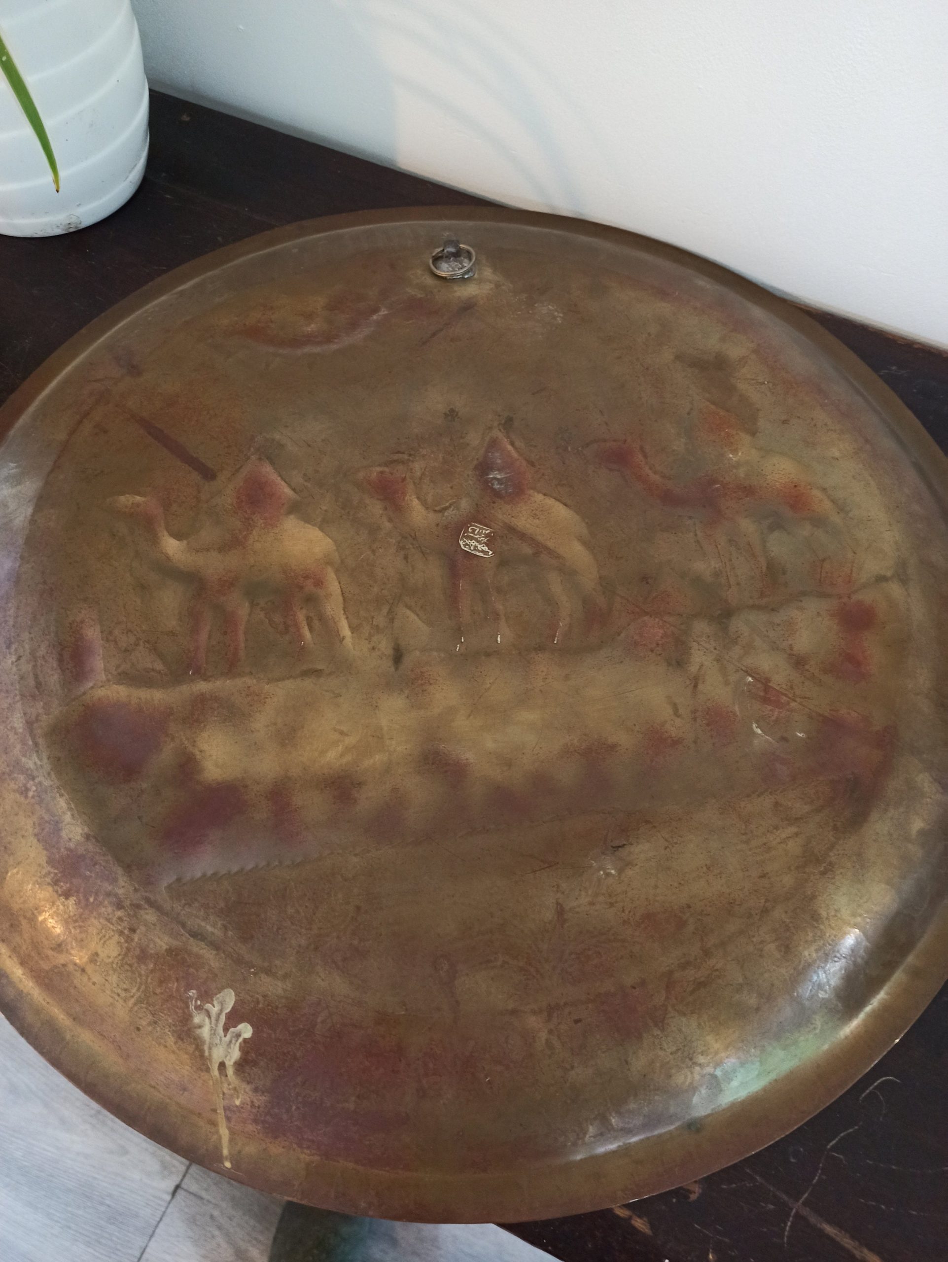 Antique Brass Egyptian Wall Plate. Very Good Condition. 49.5cm Diameter - Image 6
