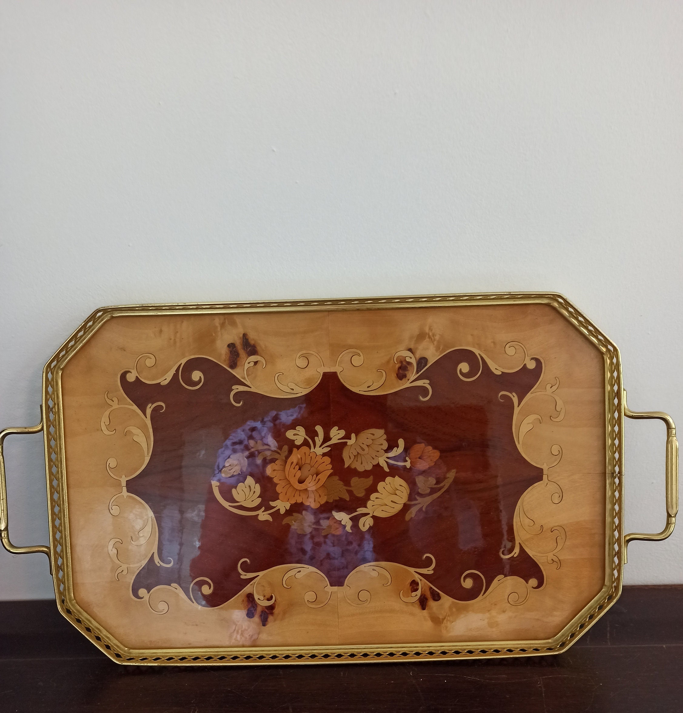 Sorrento Style Wooden Tea Tray. Good Condition. - Image 2