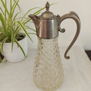 Vintage Claret Jug with White Metal Top. Very Good Condition.