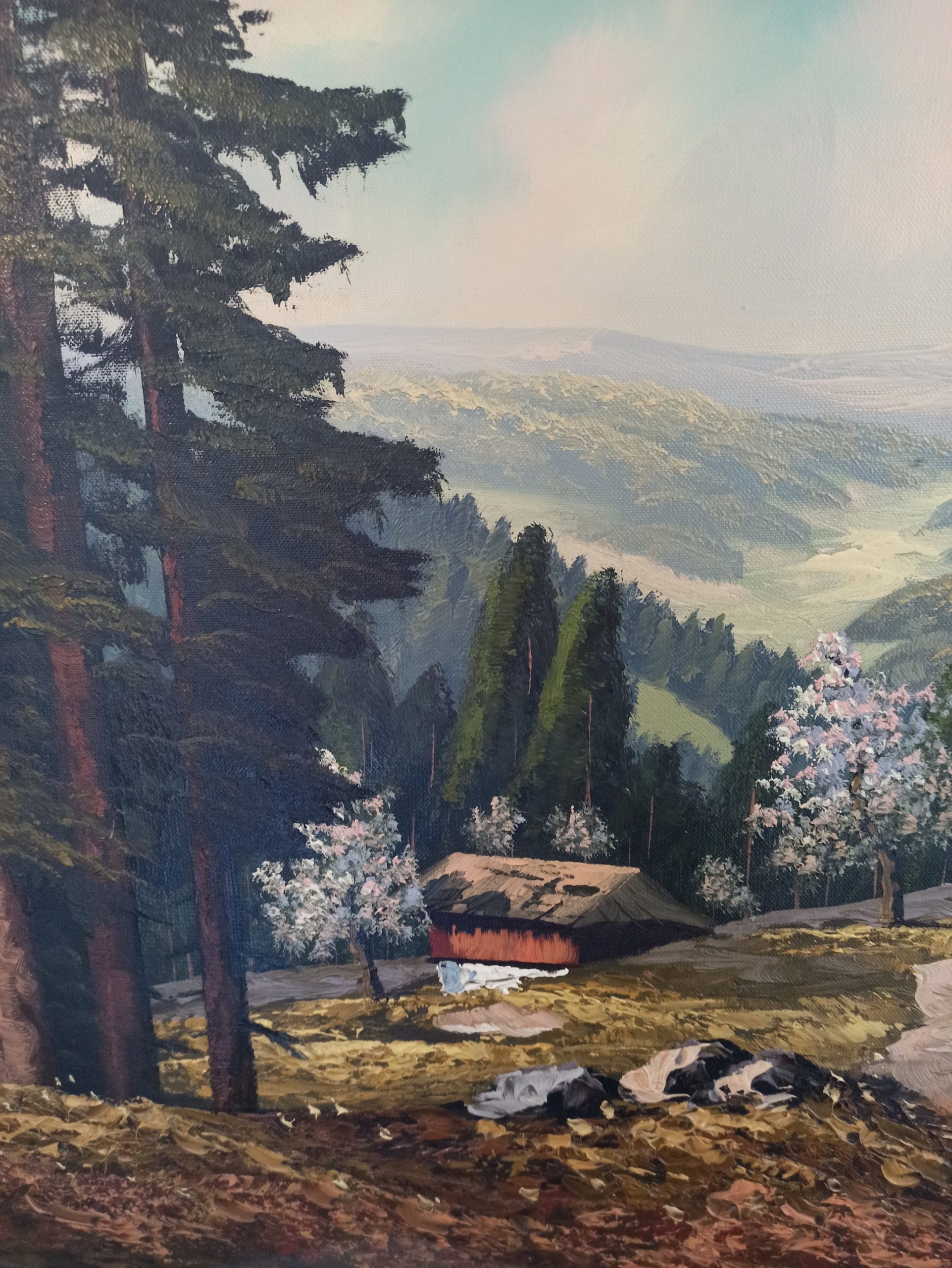 Framed Canvas Paining. Good Condition. Very Scenic. Very Large. 98cm x 58cm x 4cm. - Image 5