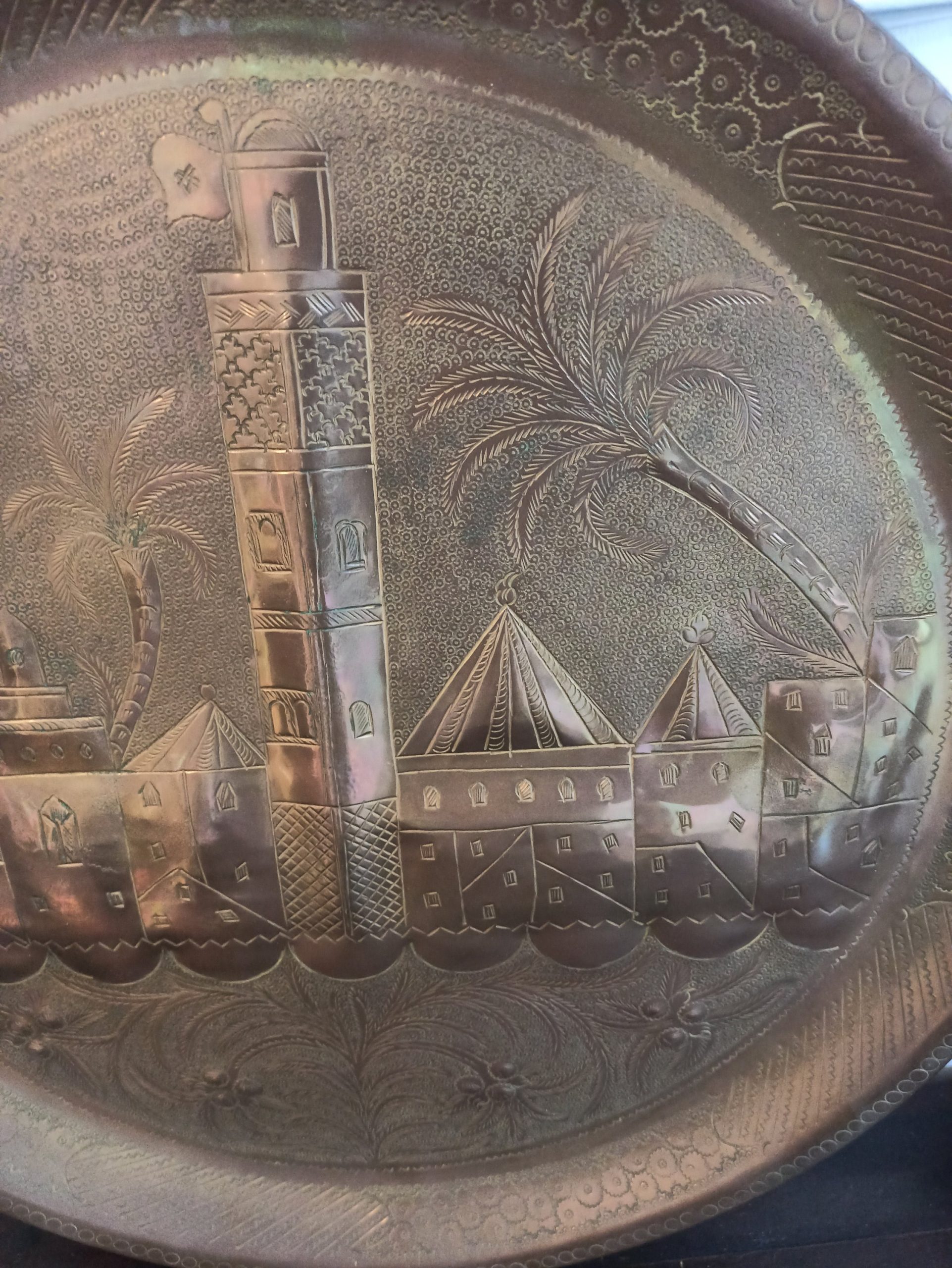 Antique Brass Egyptian Wall Plate. Very Good Condition. 49.5cm Diameter - Image 4