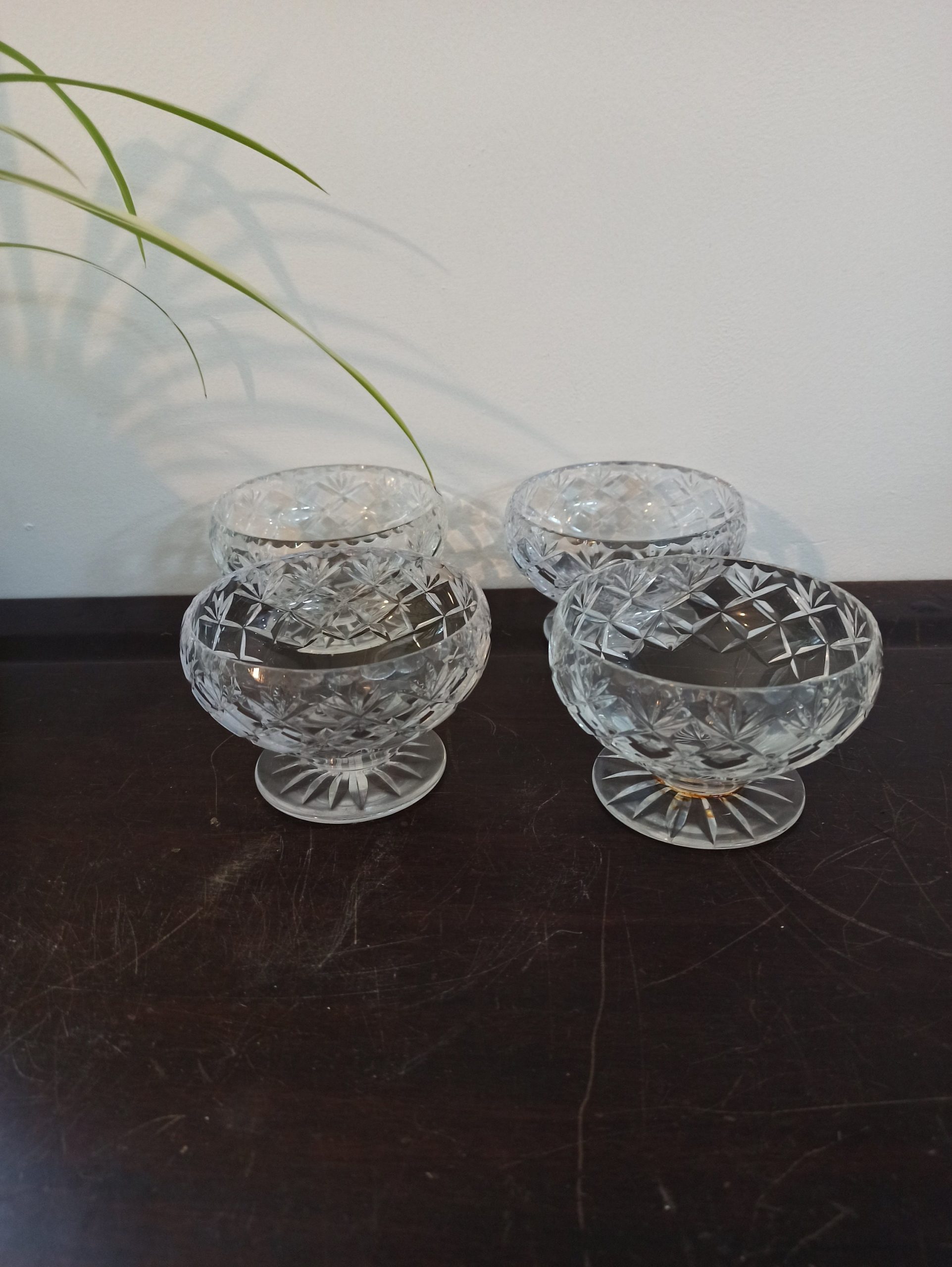 Glass Vintage Dessert Dishes. Set of 4.