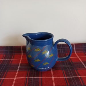 Retro Blue Horlicks Milk Jug Made By Churchill, England. Very Good Condition. 1970s.