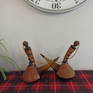 Pair of Vintage Glass Olive Table Bottles.