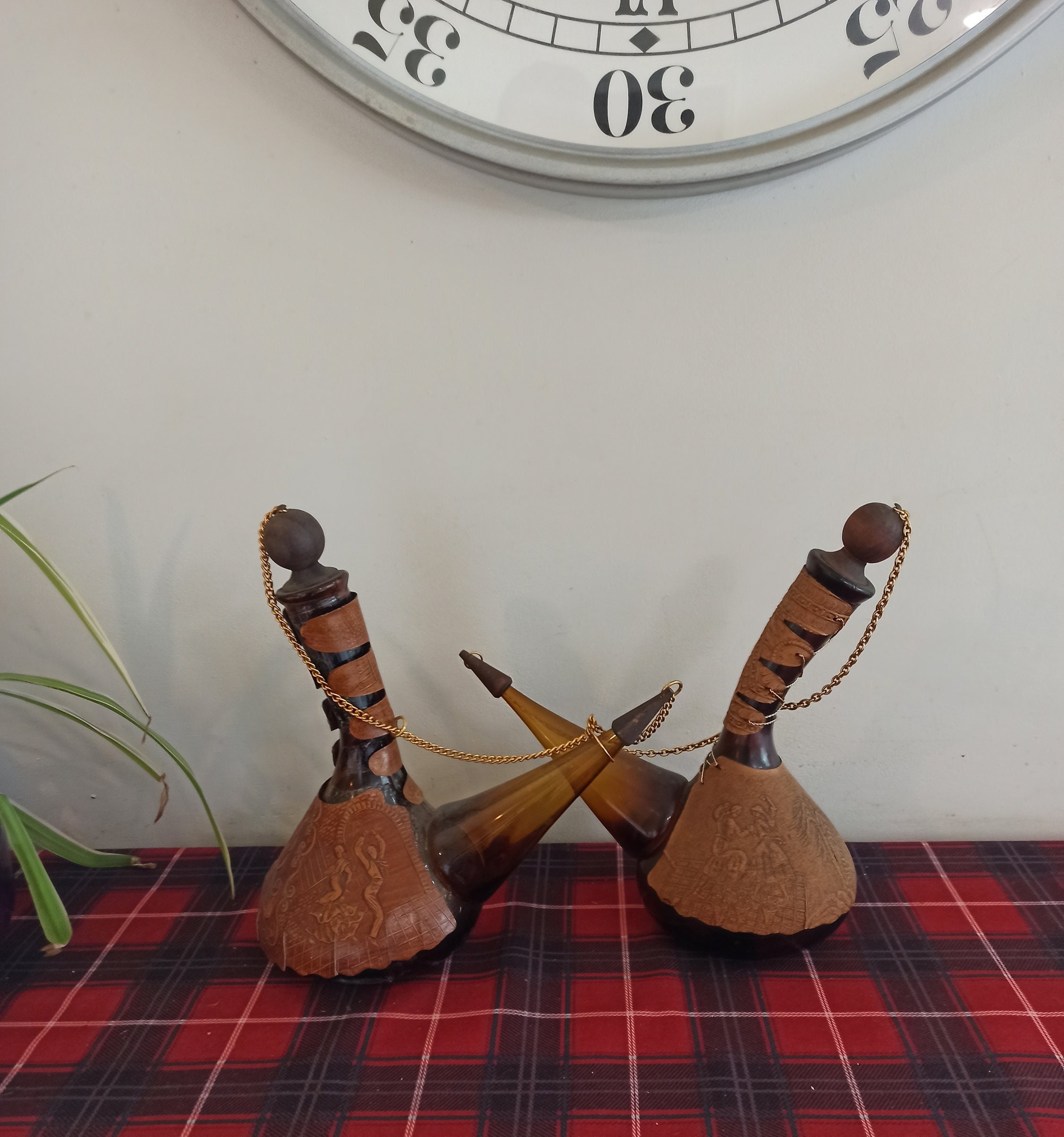 Pair of Vintage Glass Olive Table Bottles.