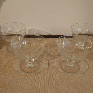 Six (Four Pictured) Pudding Bowls with Etched Flower Motifs - 10cm diameter - 9cm high