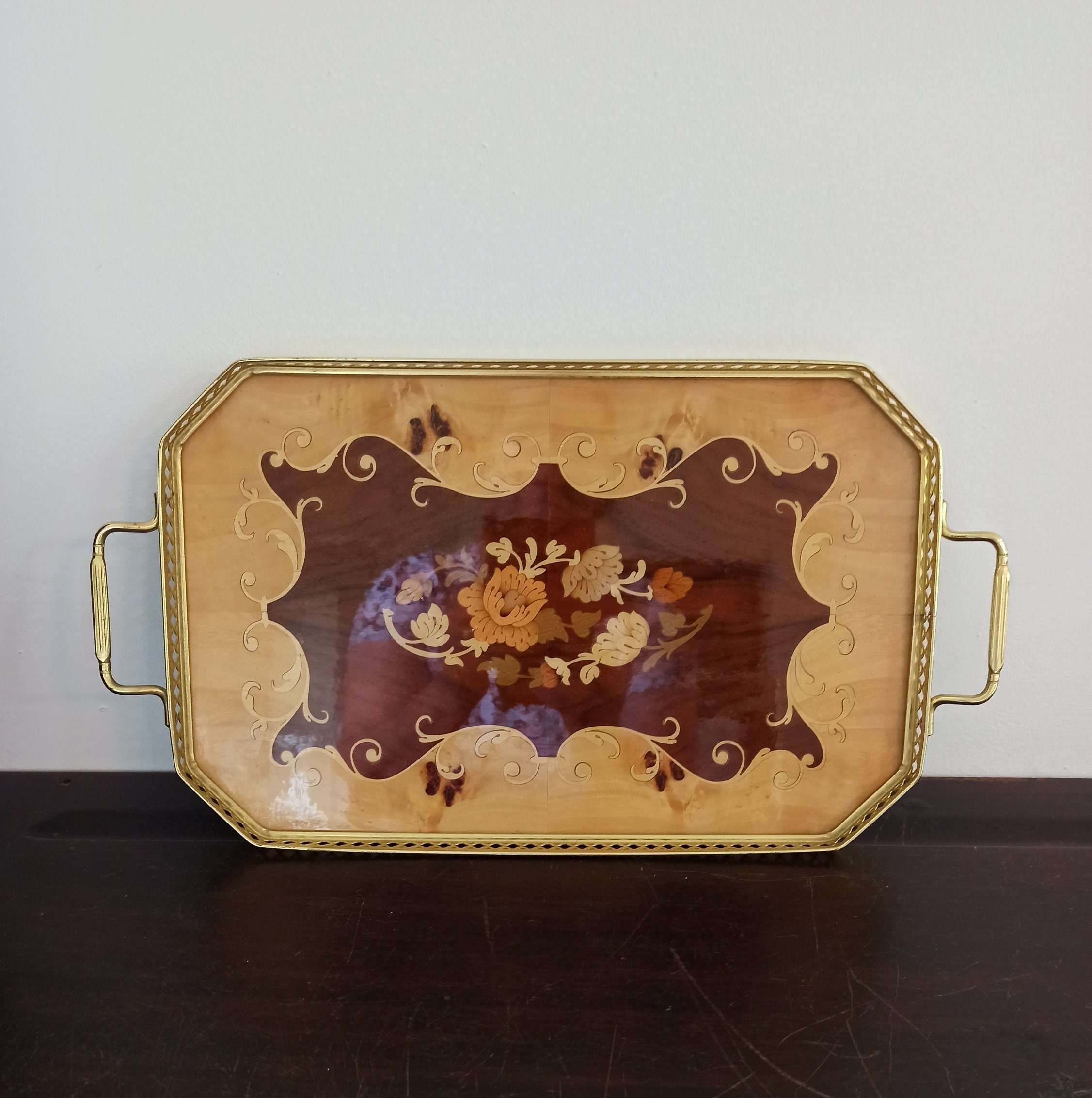 Sorrento Style Wooden Tea Tray. Good Condition.