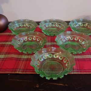 Six Great Green Jelly Pudding Bowls (Jellow) - Excellent condition - 13cm diameter