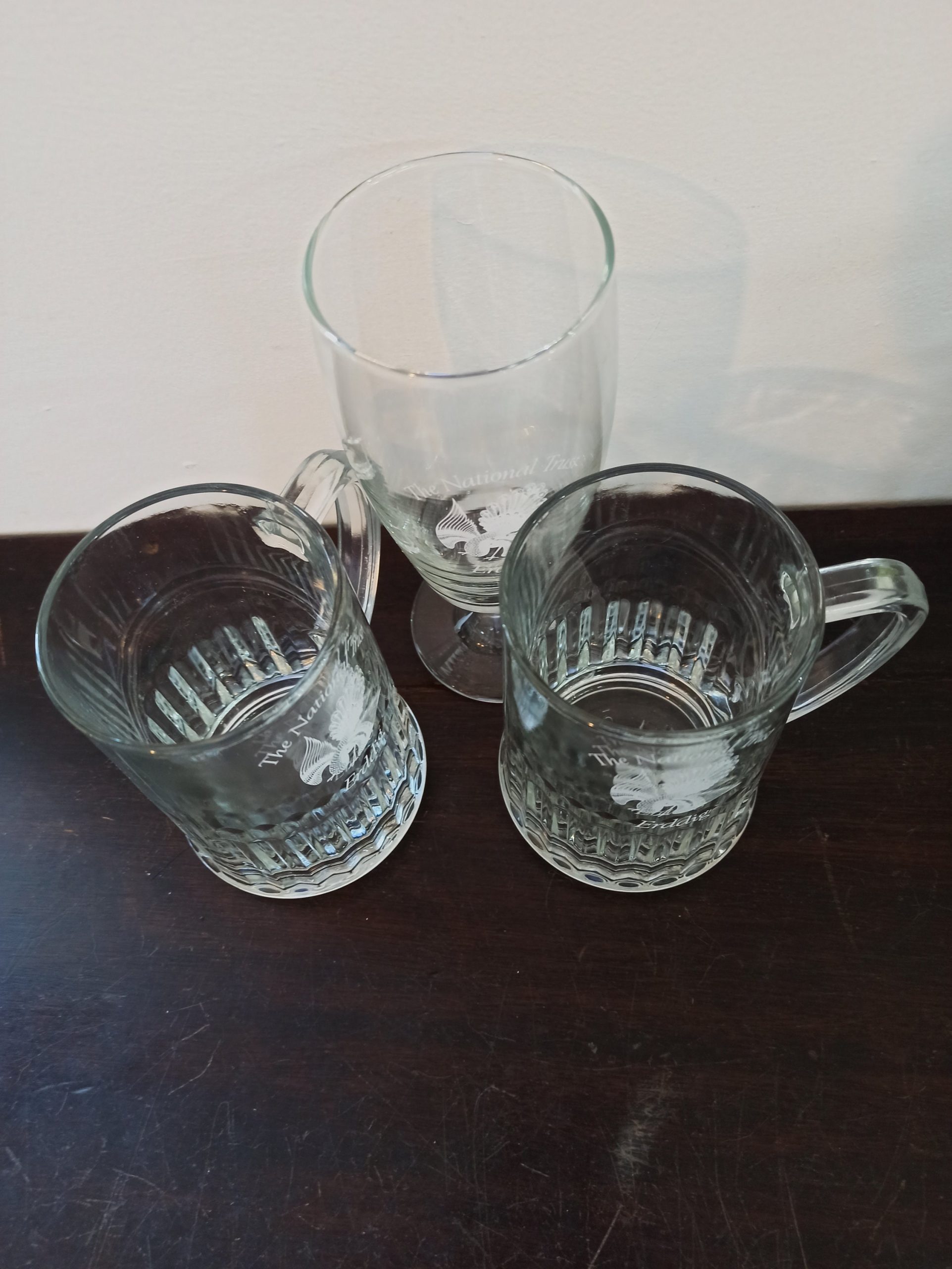 Set of 3 National Trust Glasses. Historical Errdig House, Wales. - Image 6