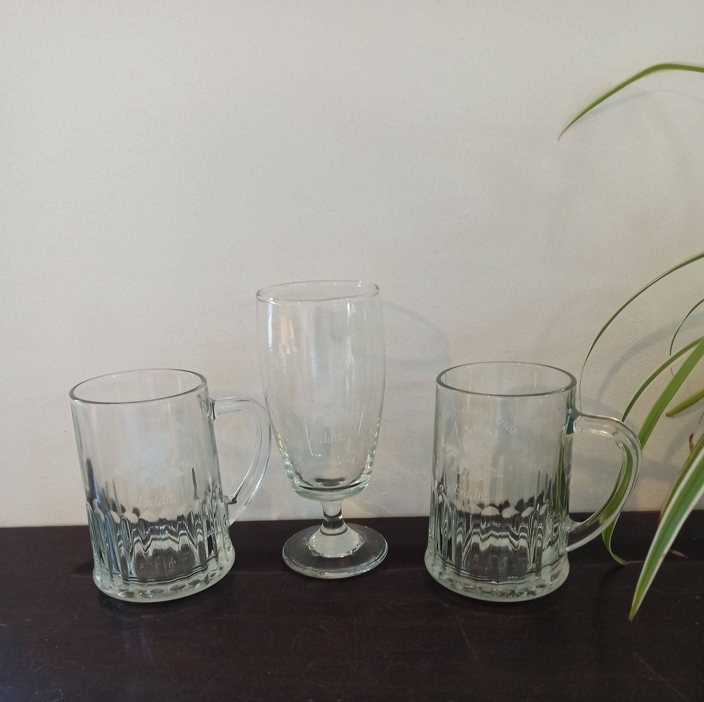 Set of 3 National Trust Glasses. Historical Errdig House, Wales. - Image 2