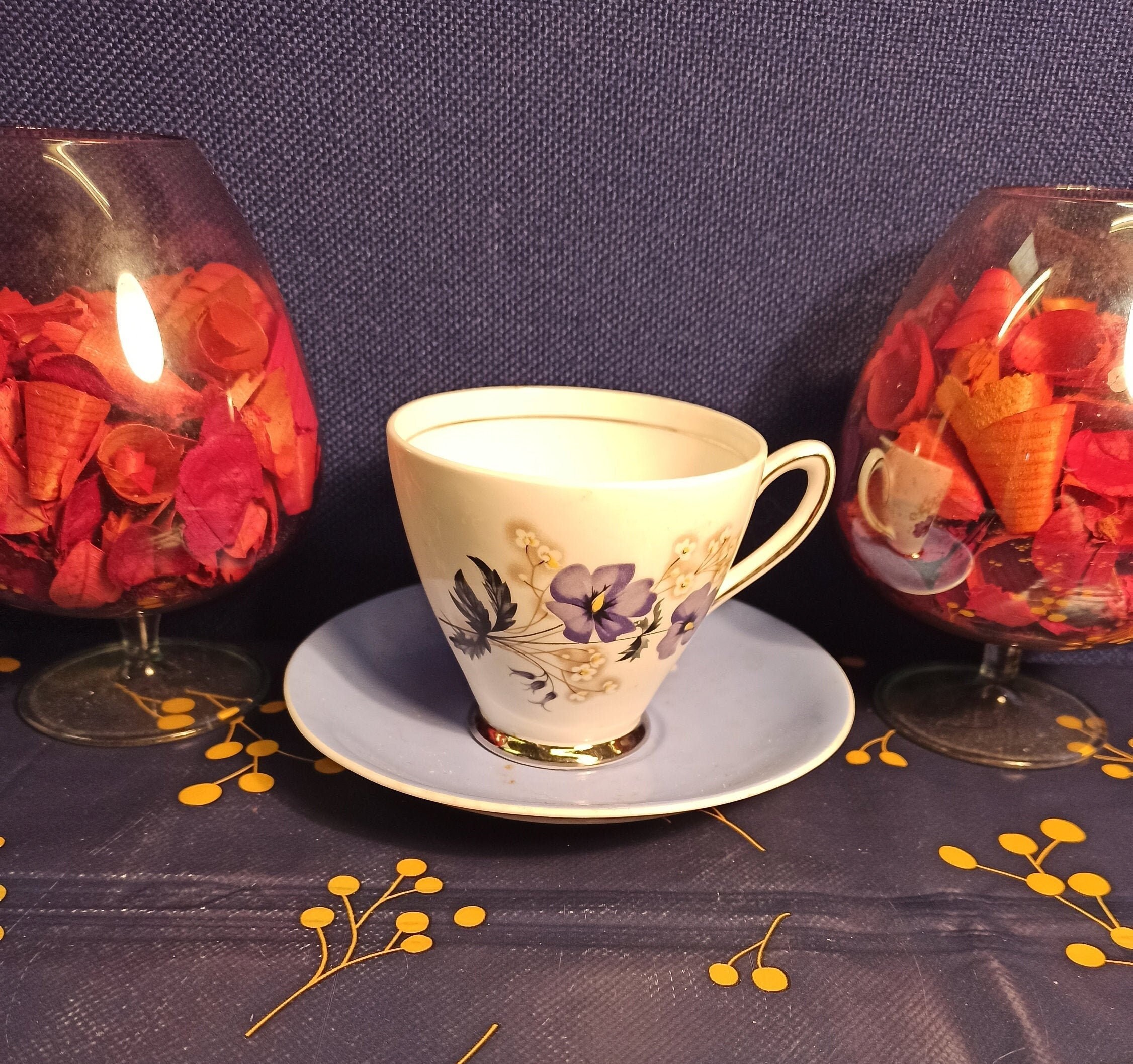 Windsor Bone china Duo Cup and Saucer, "Windswept". 1950