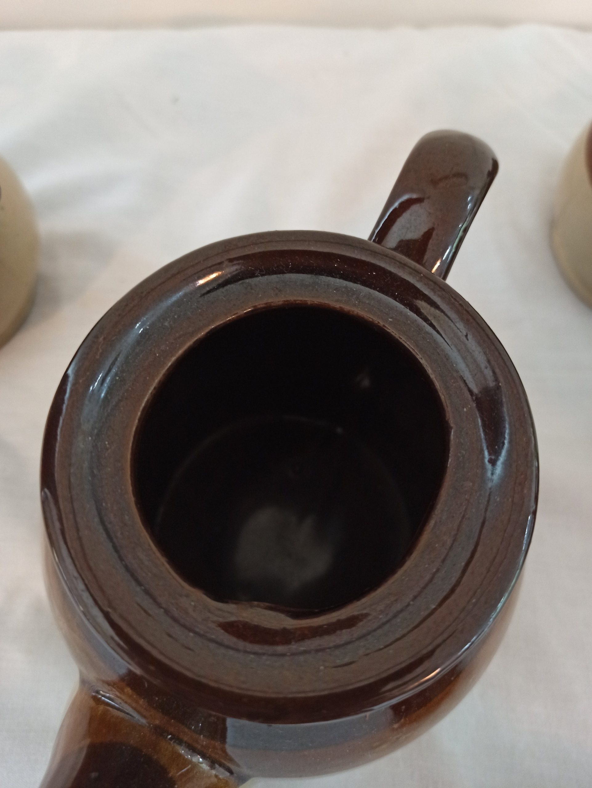 Teapot Set. Serves Two. Treacle Glazed. 1980s. Teapot, Milk Jug, Sugar Bowl and Marmade / Jam Pot / Honey. - Image 4