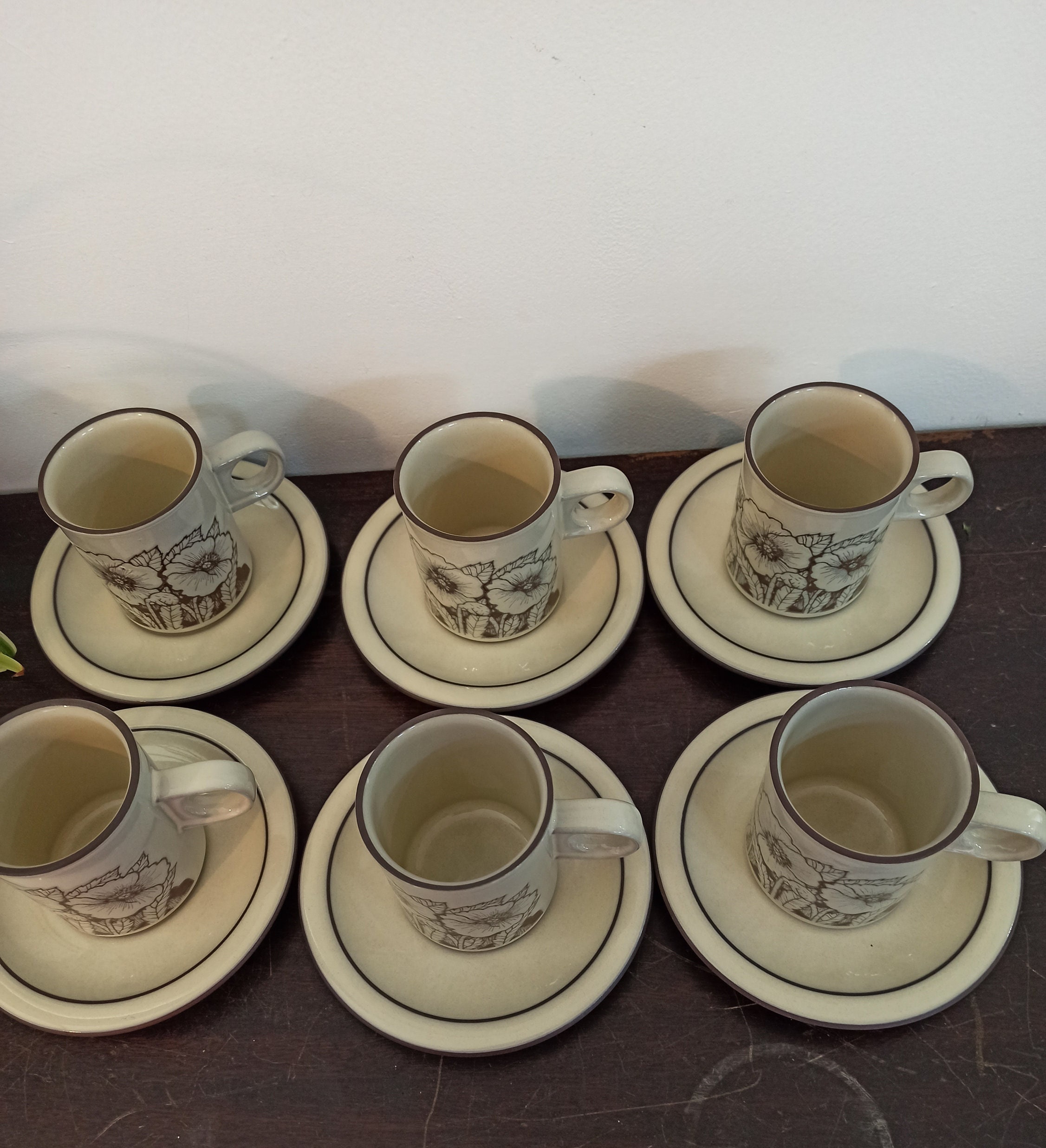 Vintage Hornsea 6 Small Cups With Saucers. Hornsea Teapot, Hornsea Sugar Bowl. Excellent Condition. - Image 6