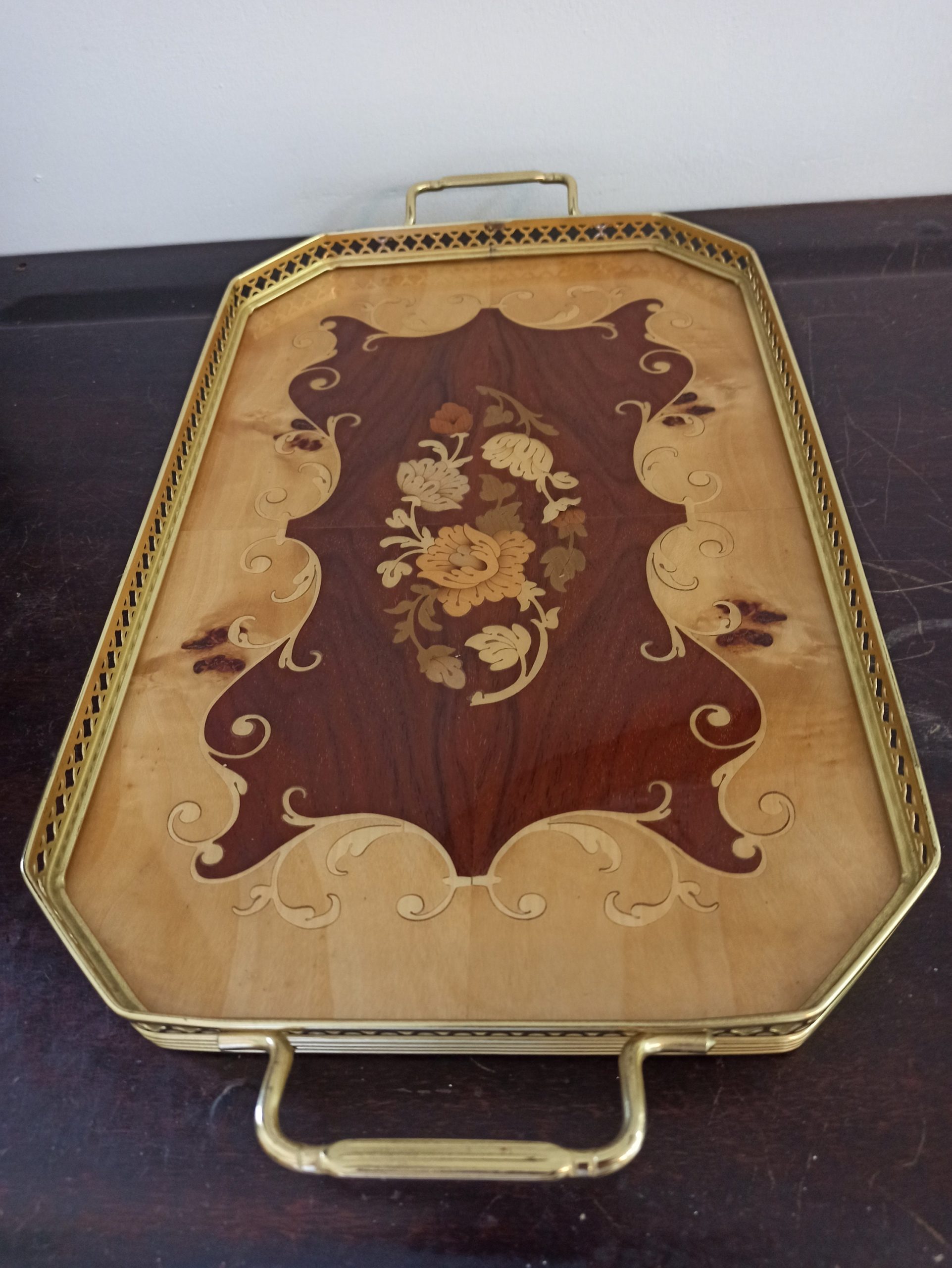 Sorrento Style Wooden Tea Tray. Good Condition. - Image 8