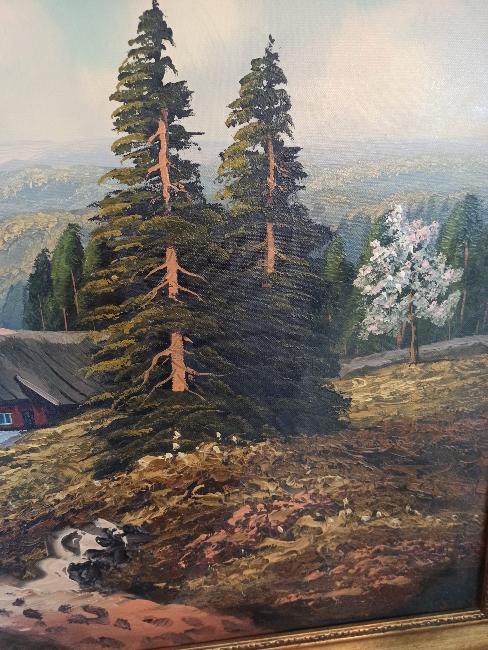 Framed Canvas Paining. Good Condition. Very Scenic. Very Large. 98cm x 58cm x 4cm. - Image 3