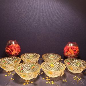Set of 6 Vintage Glass Punch Bowl Cups. 1940s. Very Good Condition.