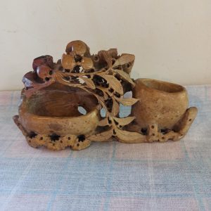 Carved Stone Decorative Mantle Posy Vase. Good Condition.