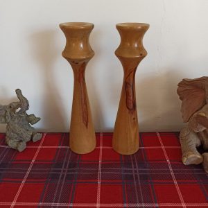 Pair of Treen Wooden Candlesticks. Very Good Condition.