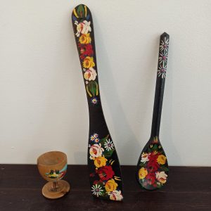 Vintage Decorative Wooden Kitchen Utensils. Hand Painted. Floral Design