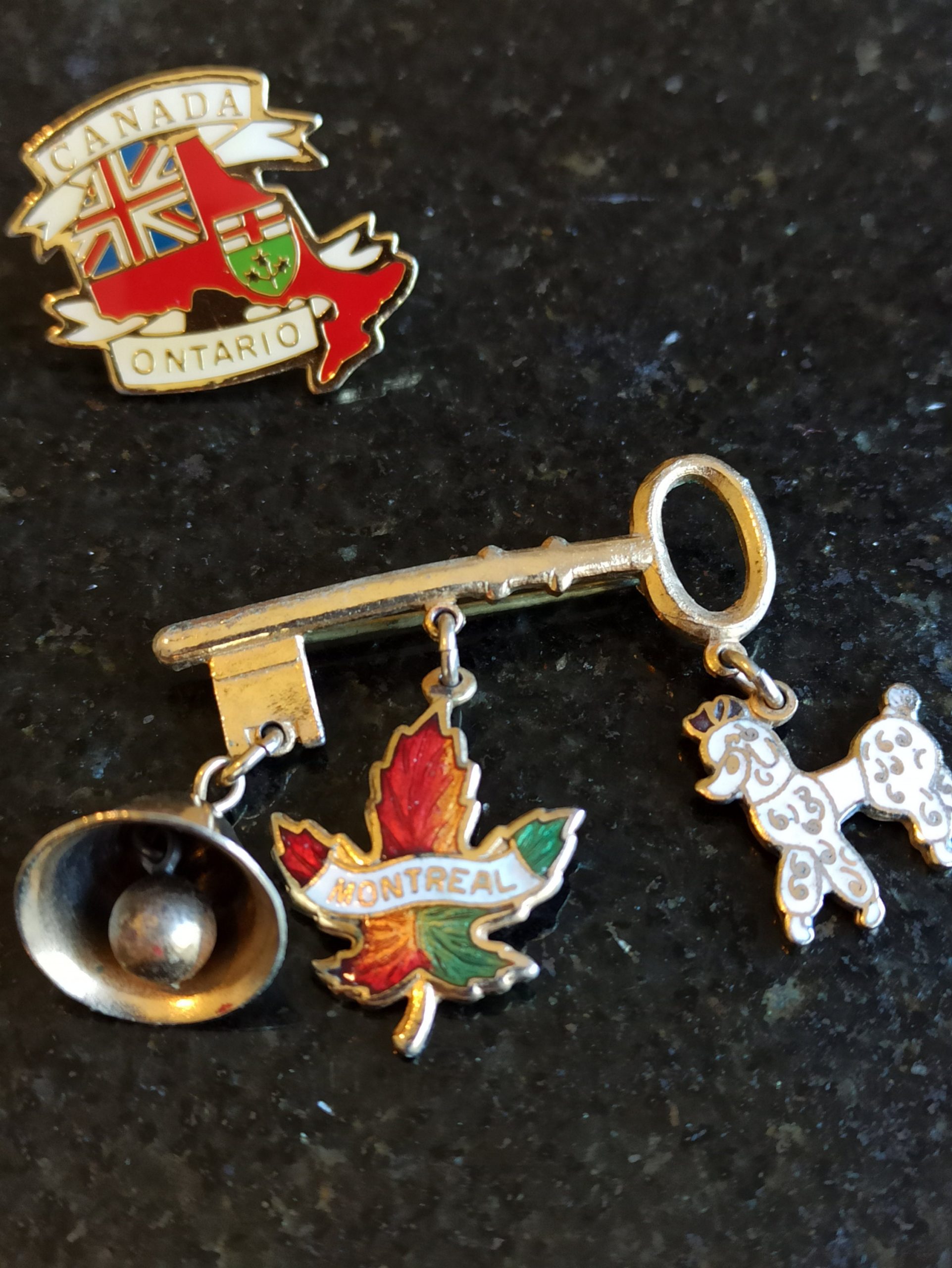 Vintage key Style Brooch With Pendants And Canadian Lapel Pin. - Image 4