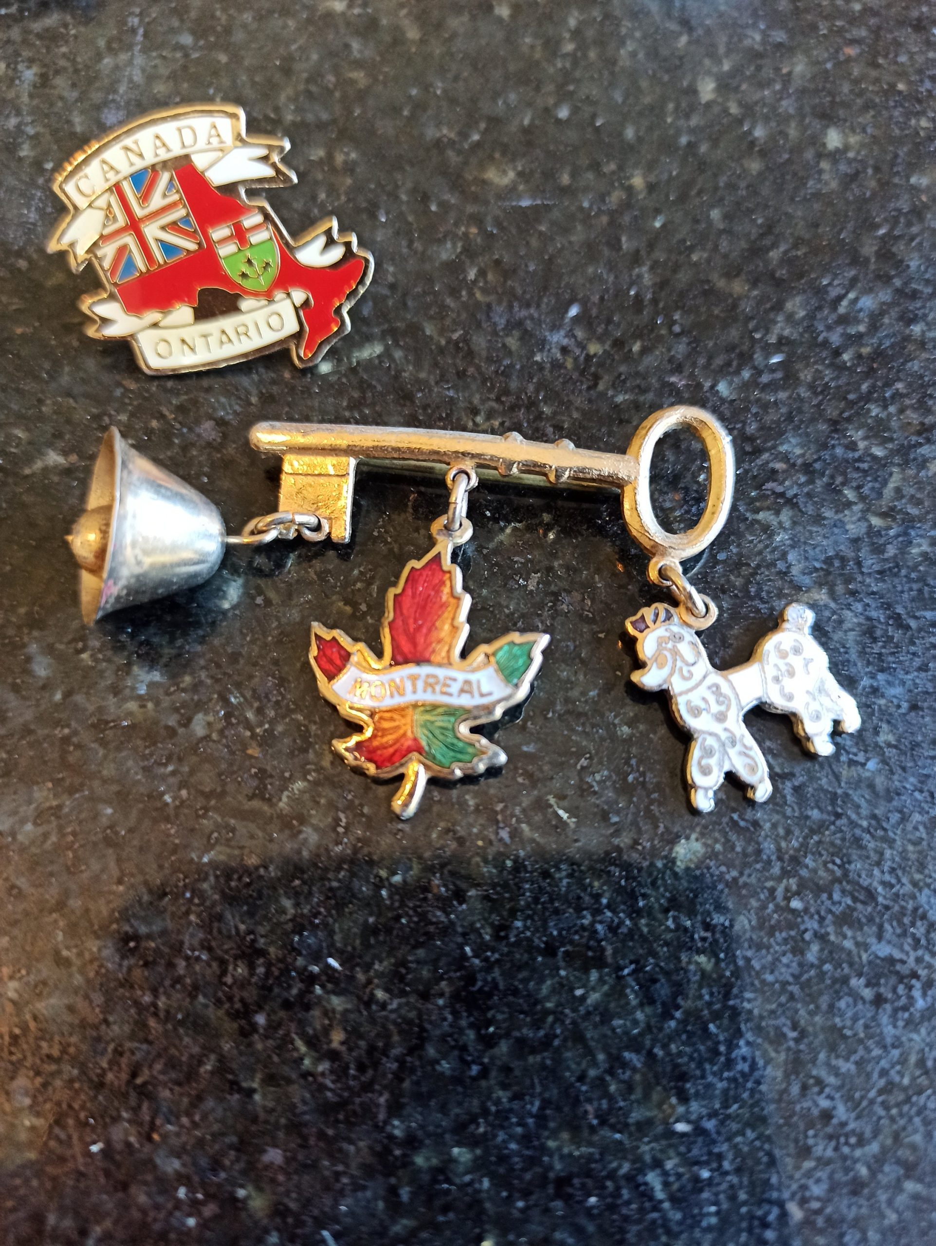Vintage key Style Brooch With Pendants And Canadian Lapel Pin. - Image 2