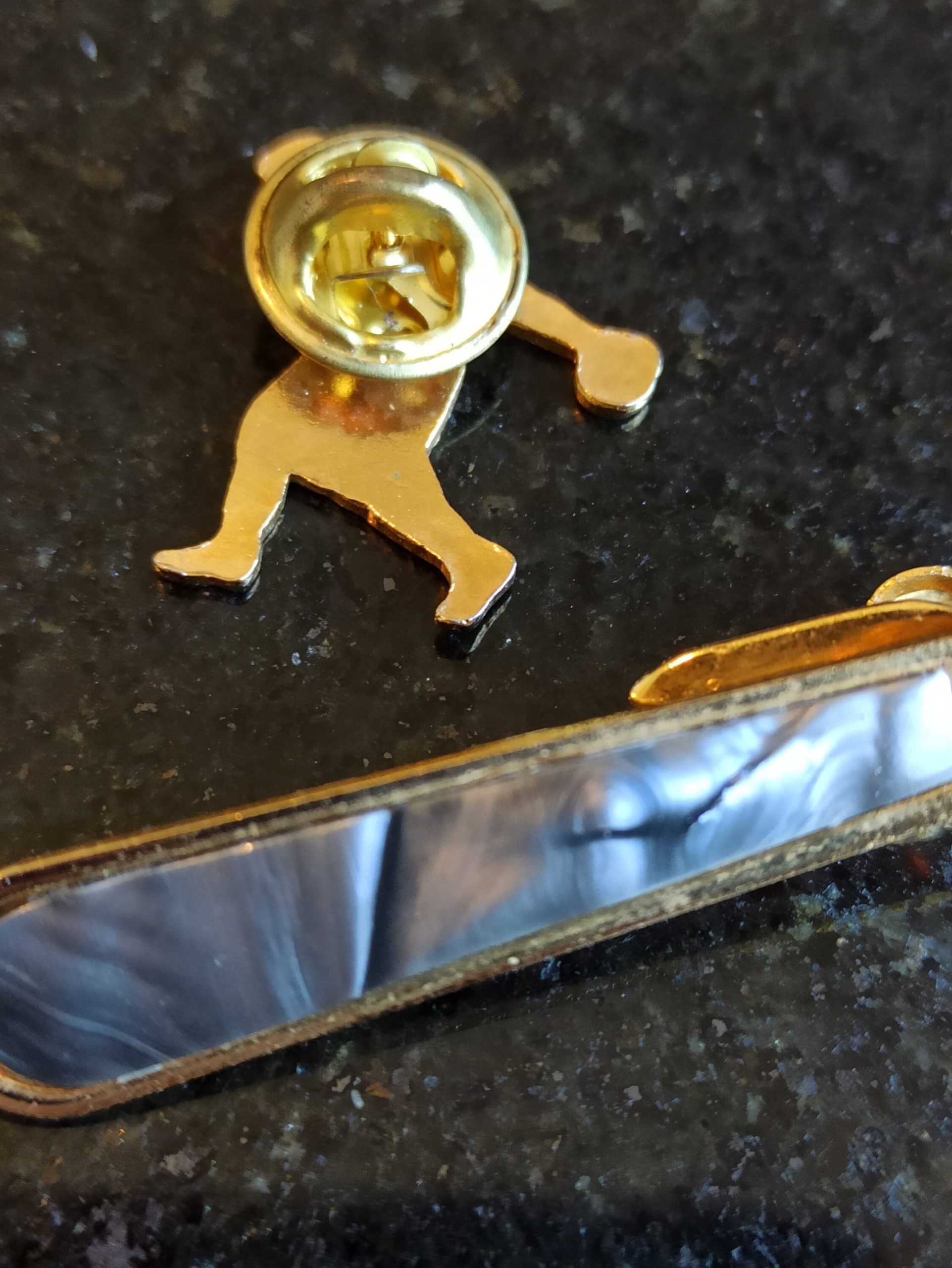 Vintage Tie Clip In The Shape of A Tie And Lapel Pin Woman Bowling. Very Good Condition. - Image 5