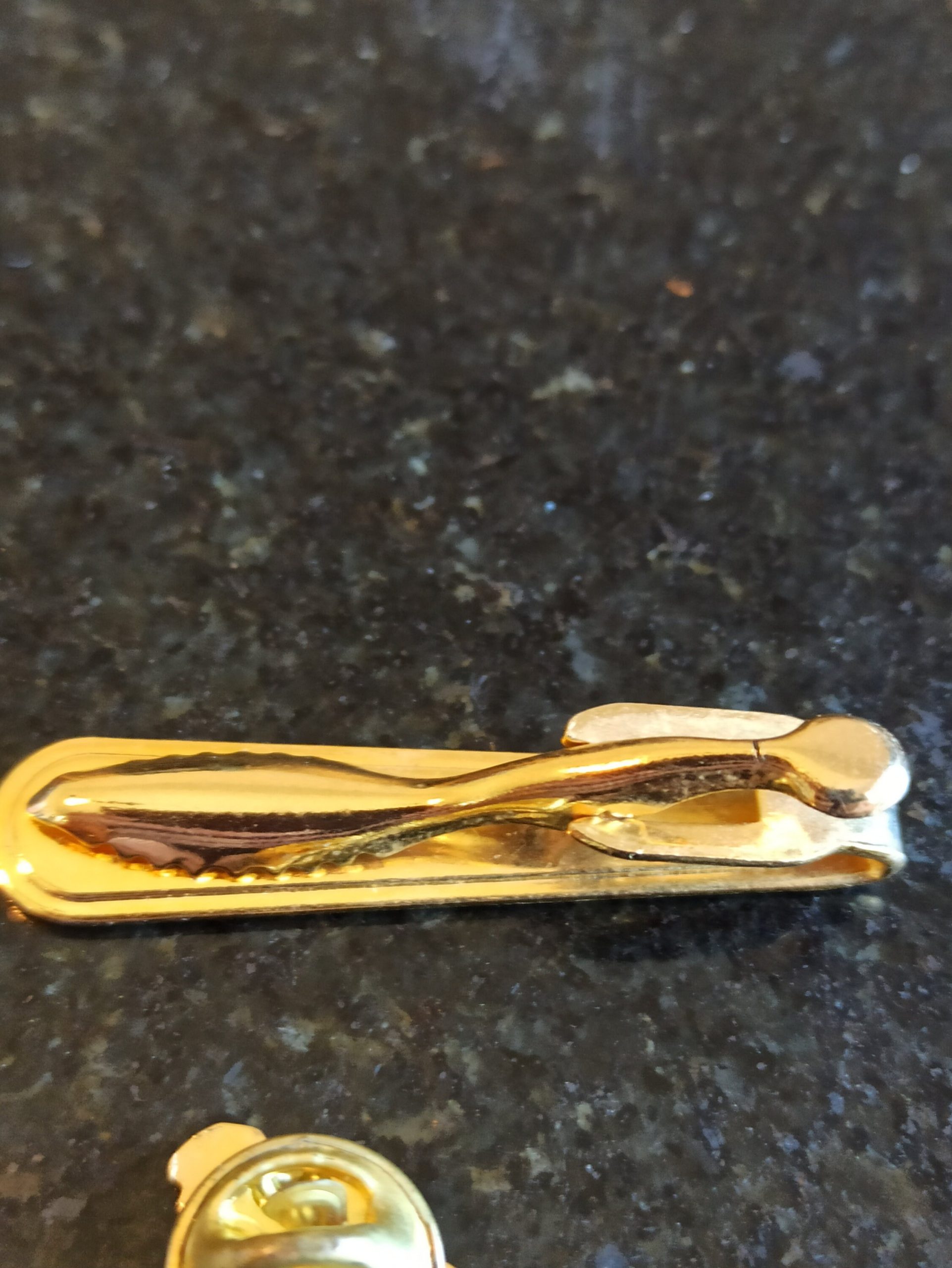 Vintage Tie Clip In The Shape of A Tie And Lapel Pin Woman Bowling. Very Good Condition. - Image 4