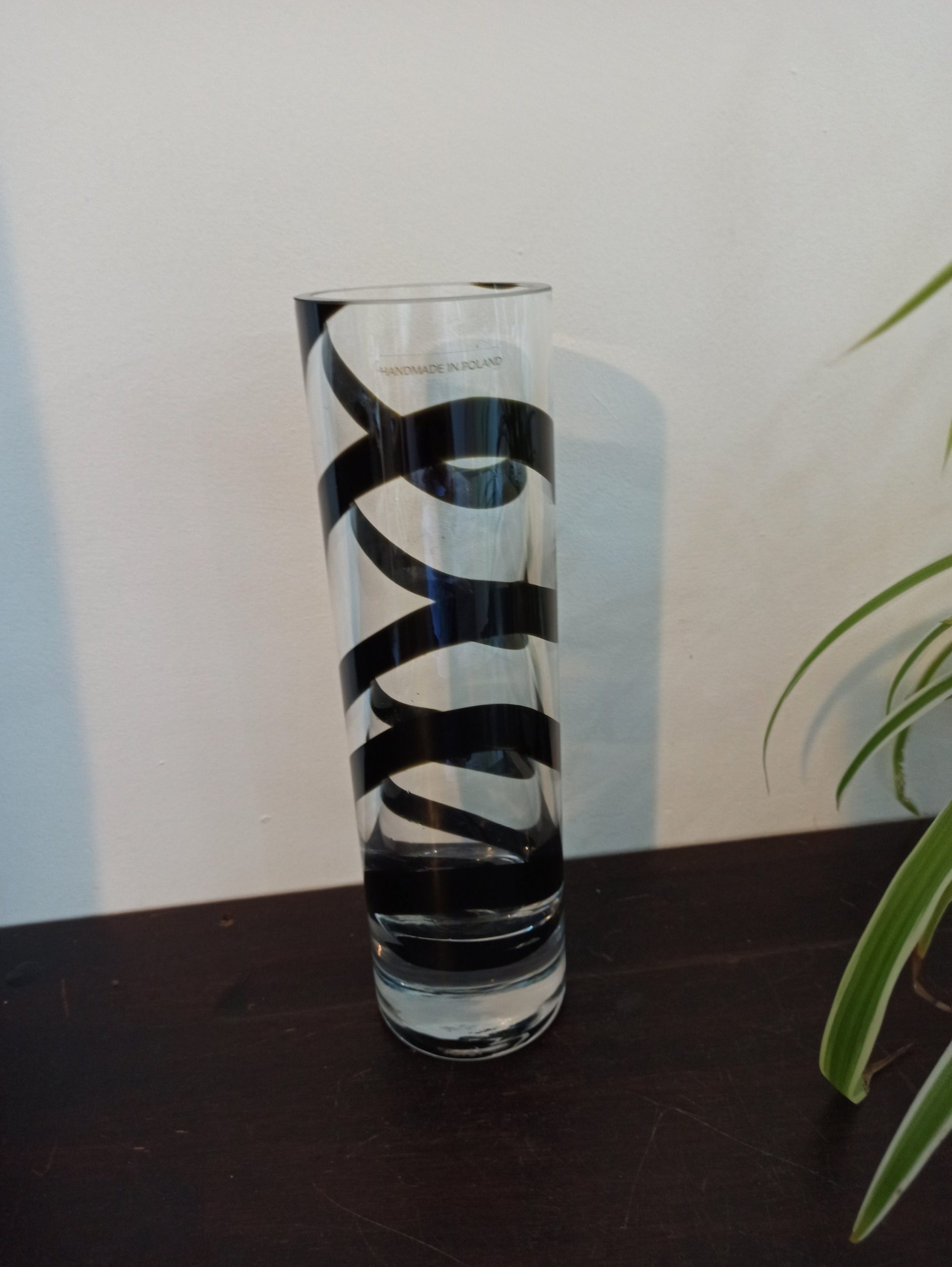 Vintage Hand Made Polish Vase. Very Good - Excellent Condition. Heavy and Thick Glass. Tube / Straight Vase.