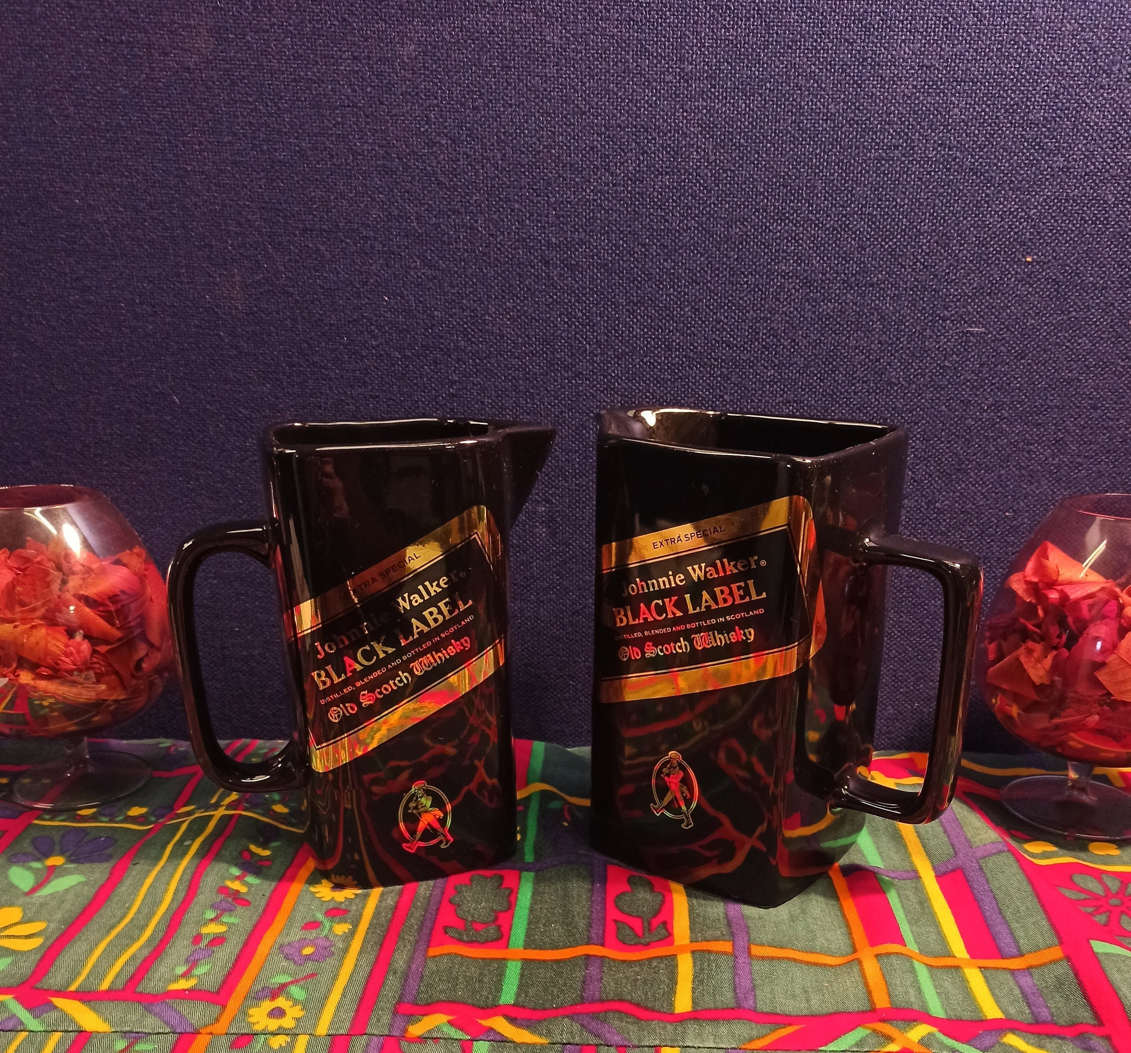 Pair of Black Jonnie Walker Pitchers / Tankards - Collectables