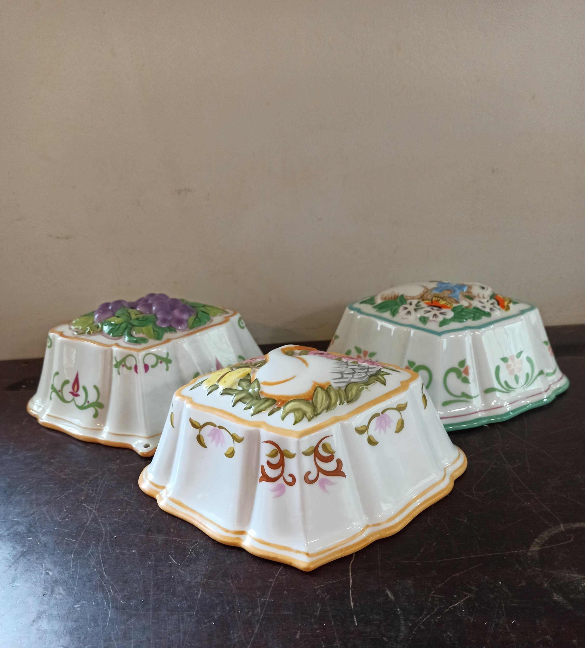 Set of 3 Vintage Jelly Moulds. The Franklin Mint. Le Cordon Bleu. Excellent Condition.