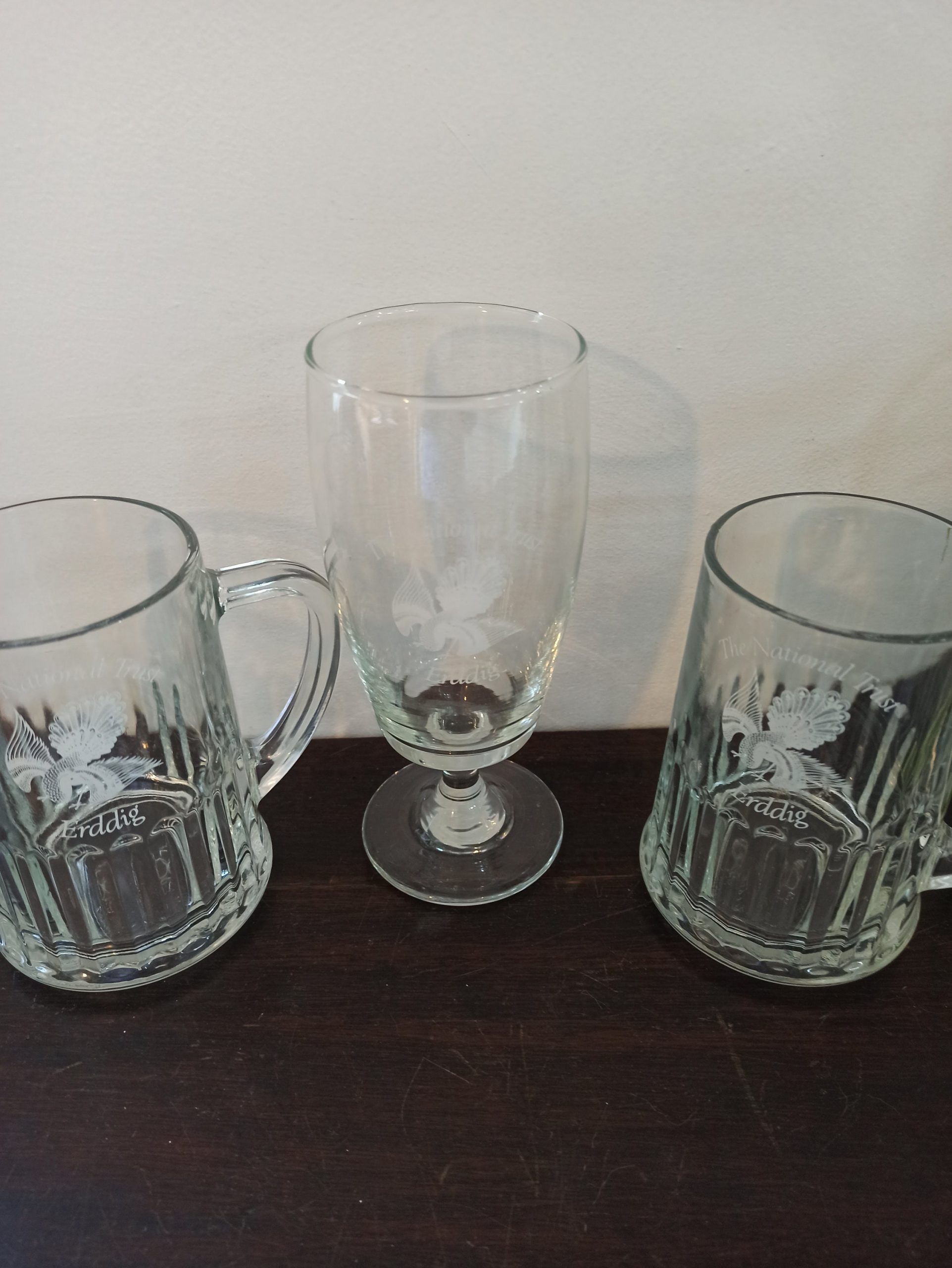 Set of 3 National Trust Glasses. Historical Errdig House, Wales. - Image 4