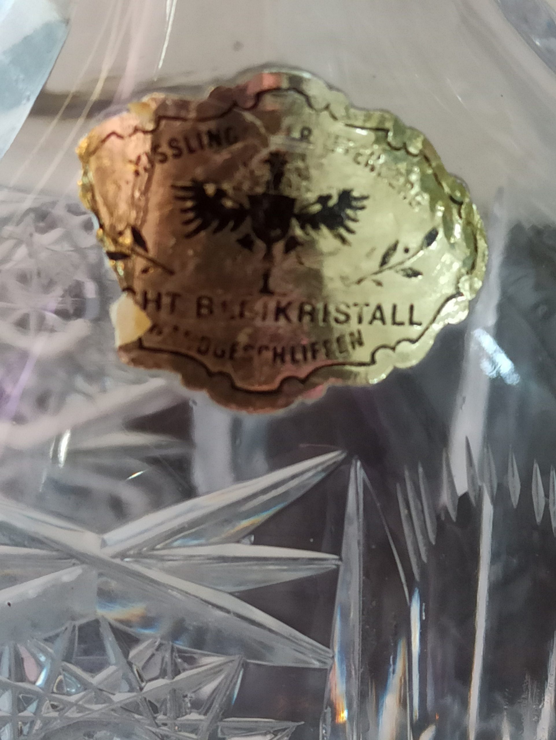 Vintage German Crystal Oil Pourer. Excellent Condtion. Original Label. - Image 5