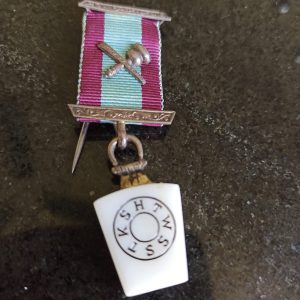 2 Vintage Masonic  Breast Jewel. Mark Degree Master Masons Provincial Breast Jewel on Ribbon.  A Set of Two. Maul & Chisel.